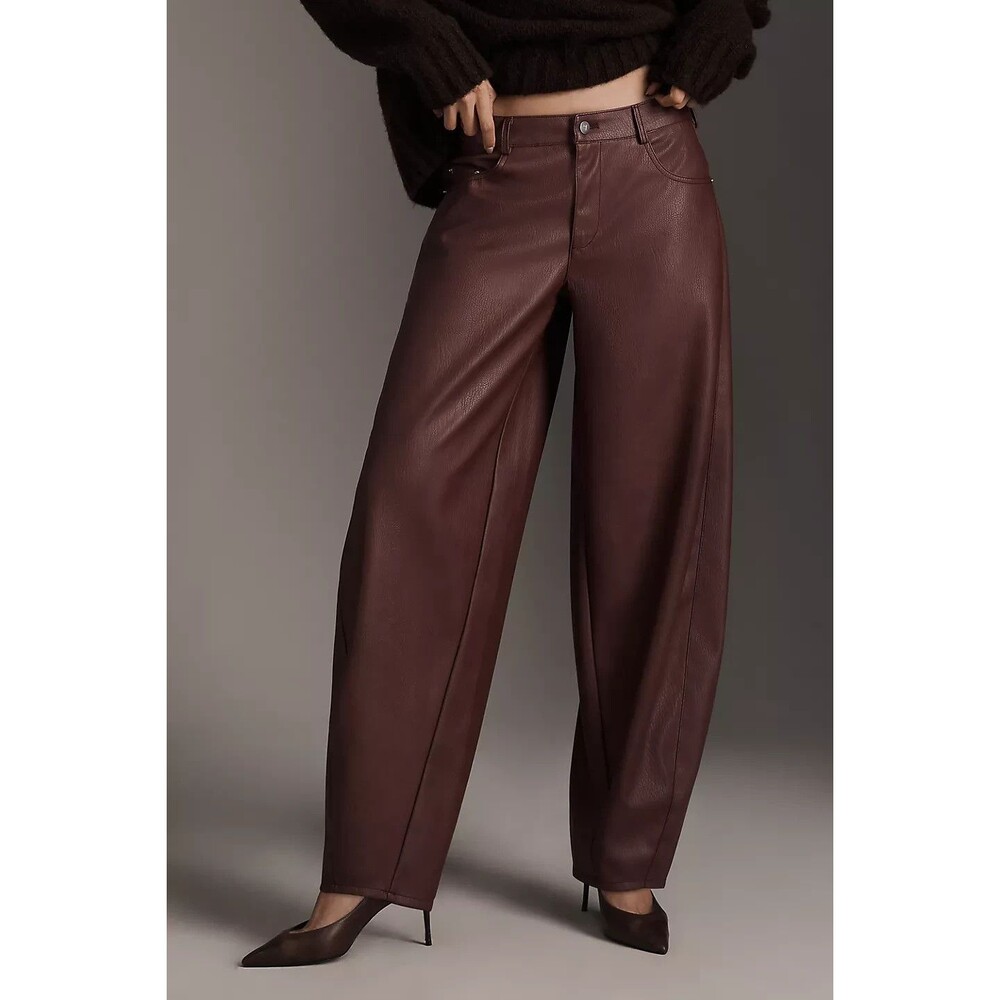 Pilcro Anthropologie Faux Leather Twisted Balloon Pants NWT High Rise Barrel 29
